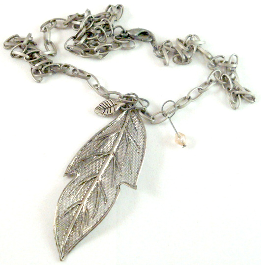 2 3/8 long Leaf pendant with peach