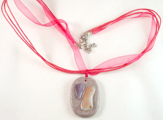 Purple clay pendant 1 1/2 long, rectangle