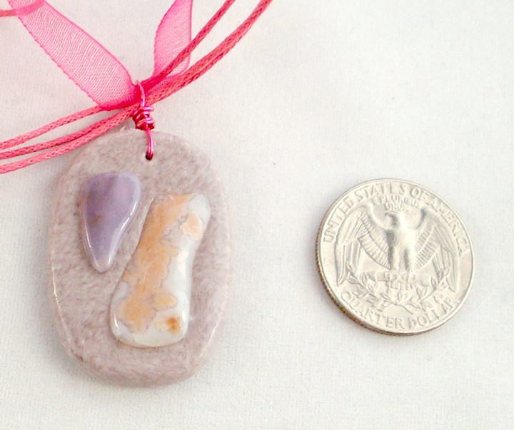 Purple clay pendant 1 1/2 long, rectangle