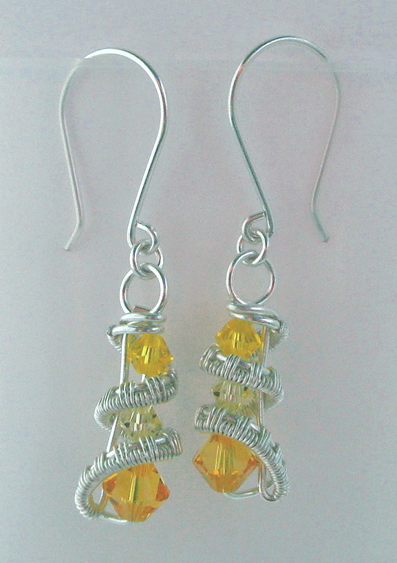 Silver Three crystal earrings