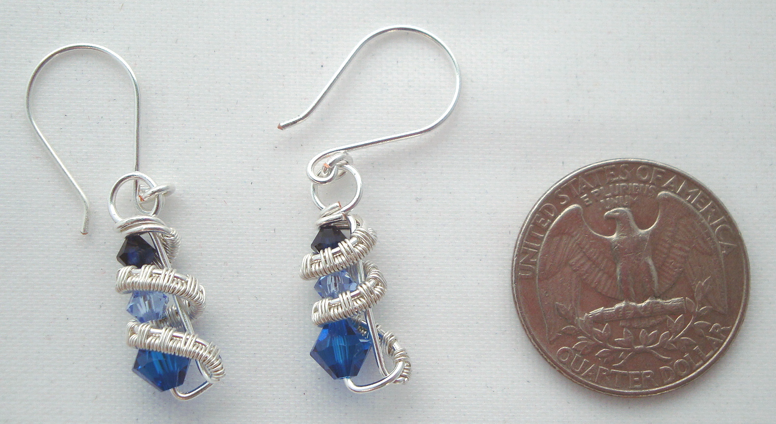Silver Three crystal earrings