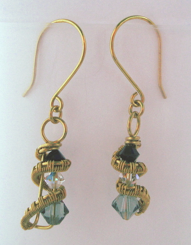 Bronze Three crystal earrings