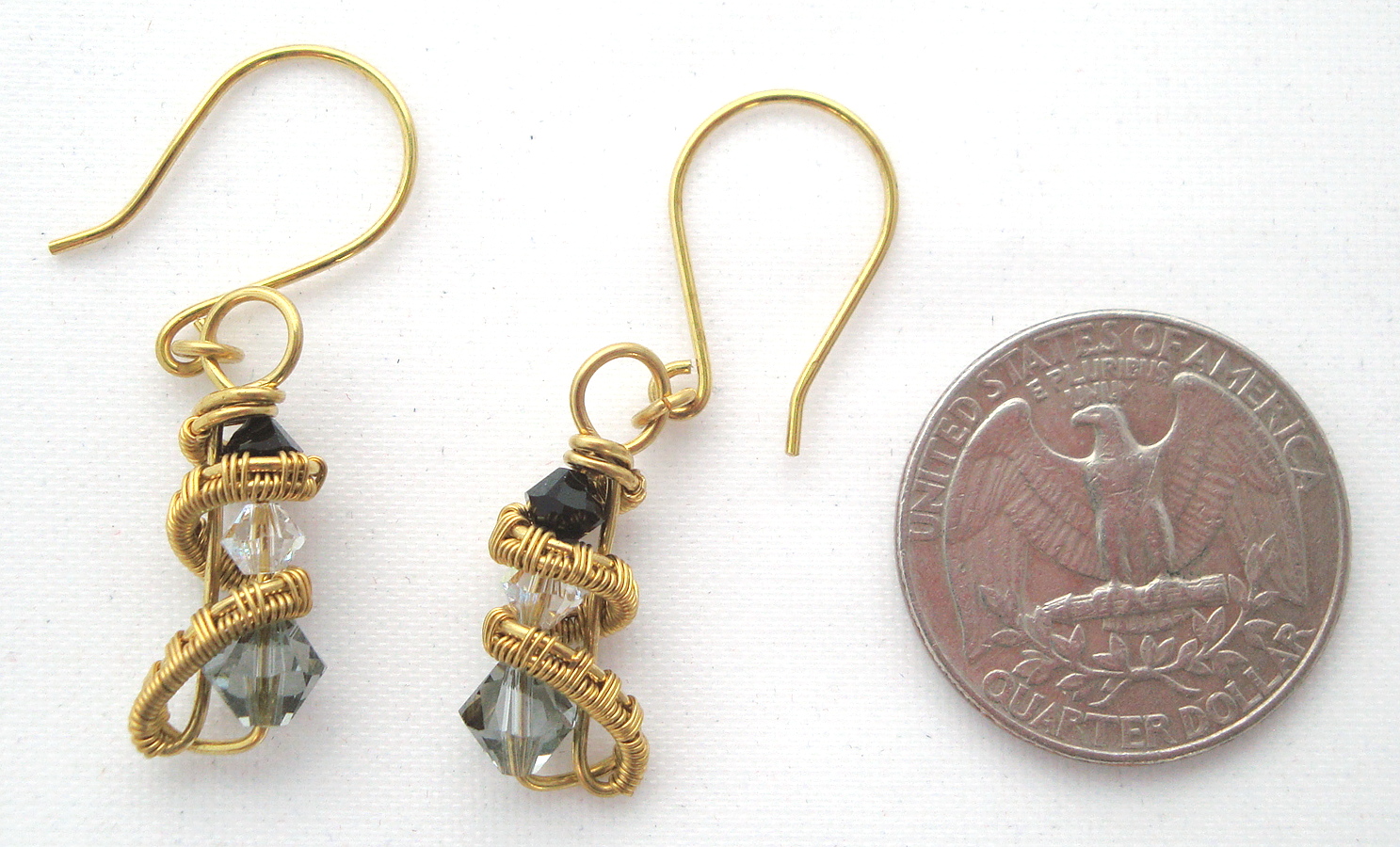 Bronze Three crystal earrings