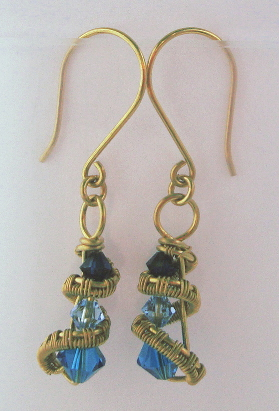 Bronze Three crystal earrings