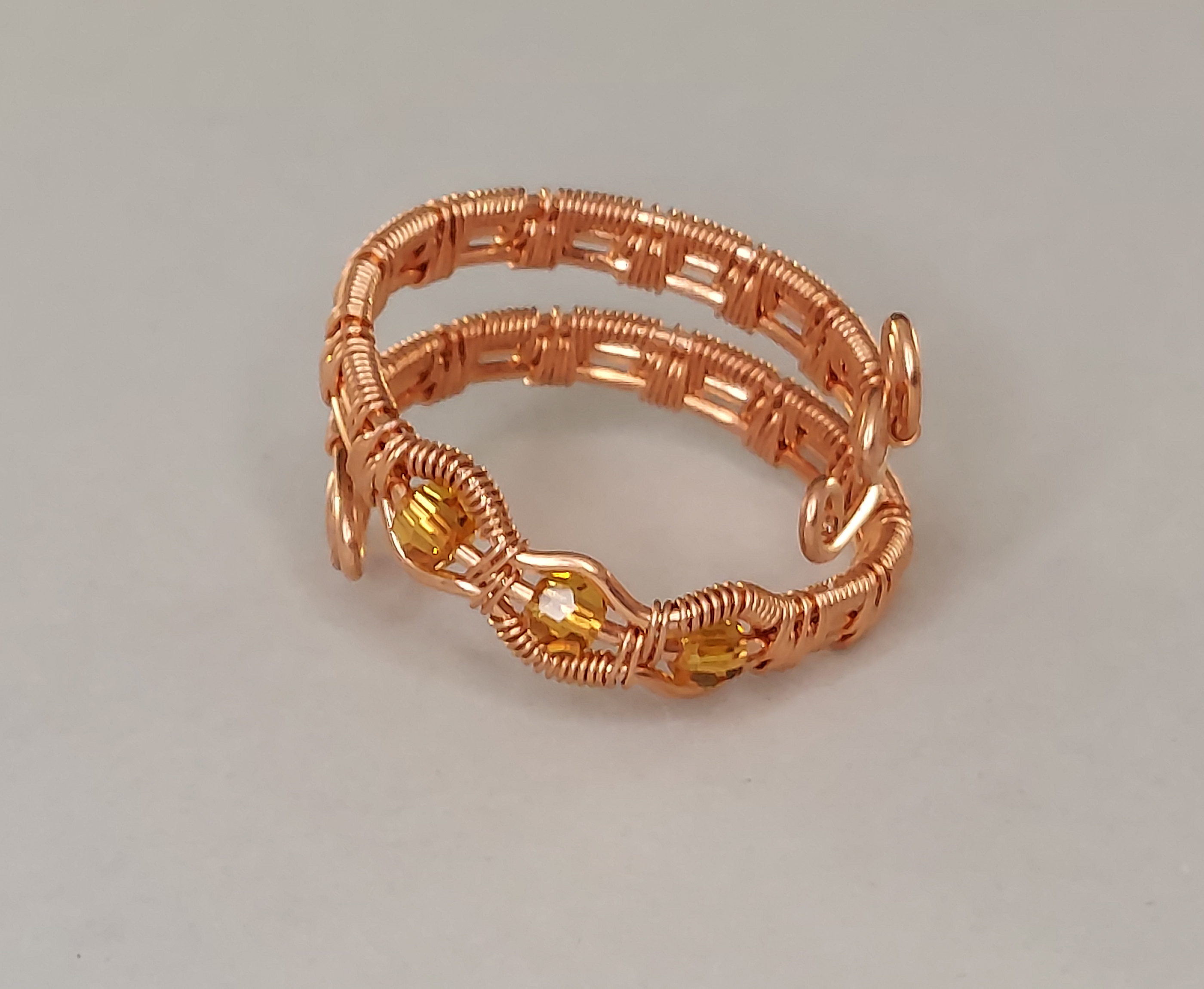 Copper Three Crystal Ring