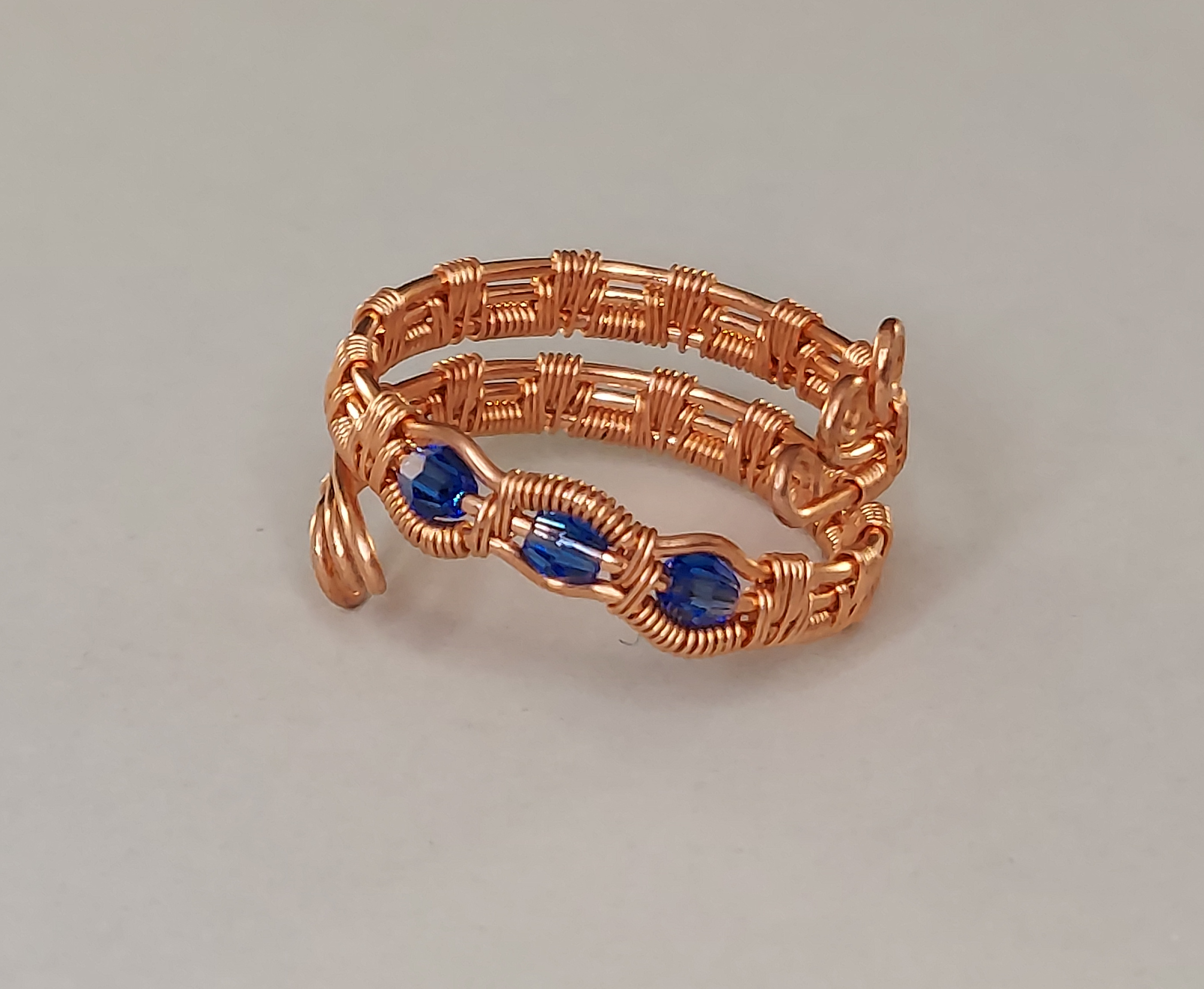 Copper Three Crystal Ring