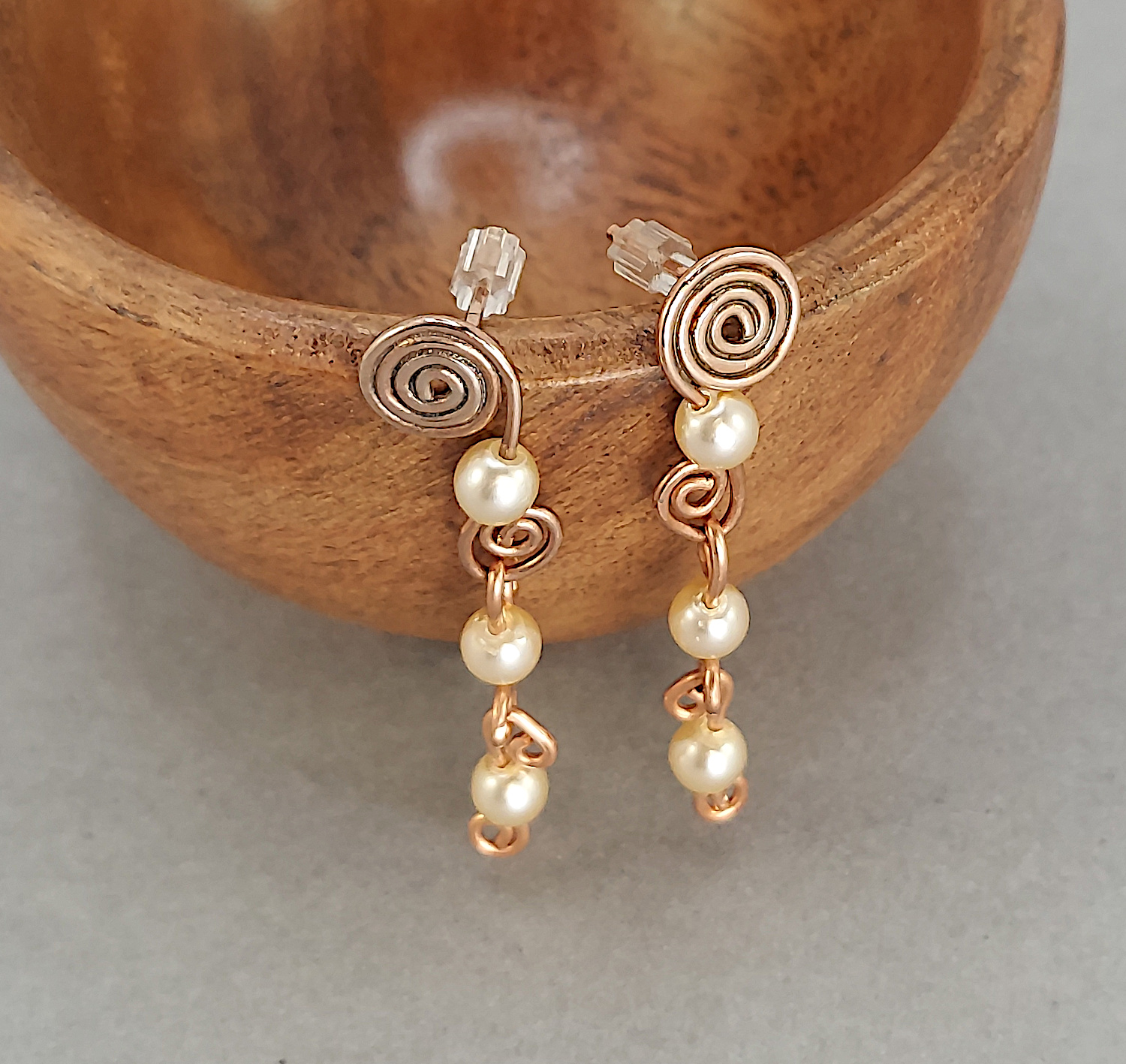 Pearl Earrings - Copper