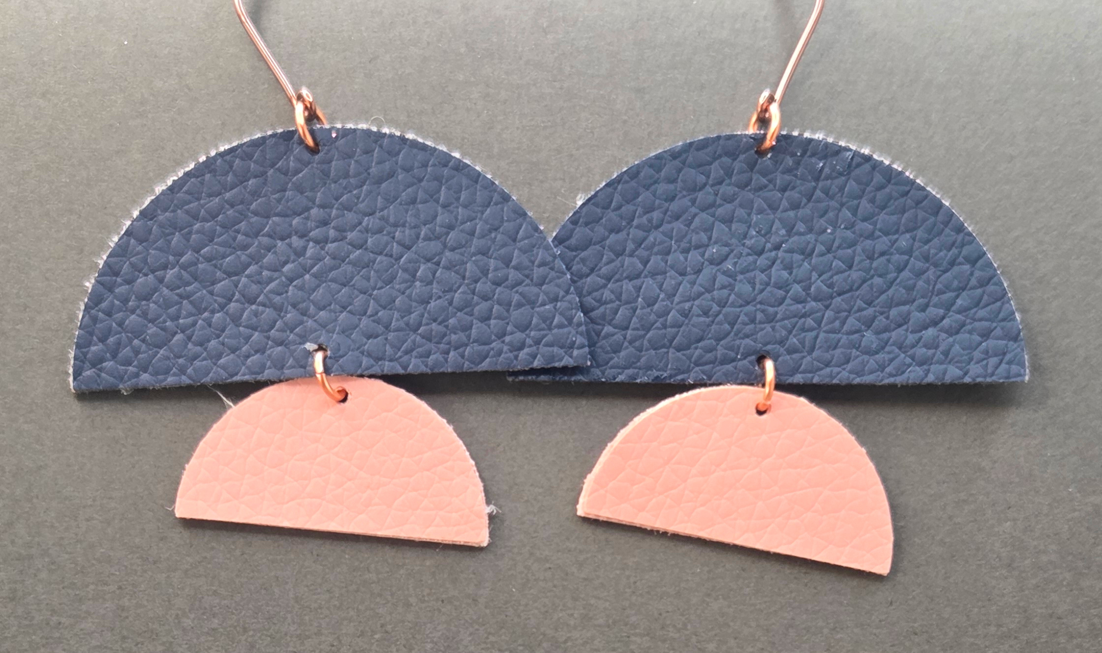 Faux leather earrings half circle drops