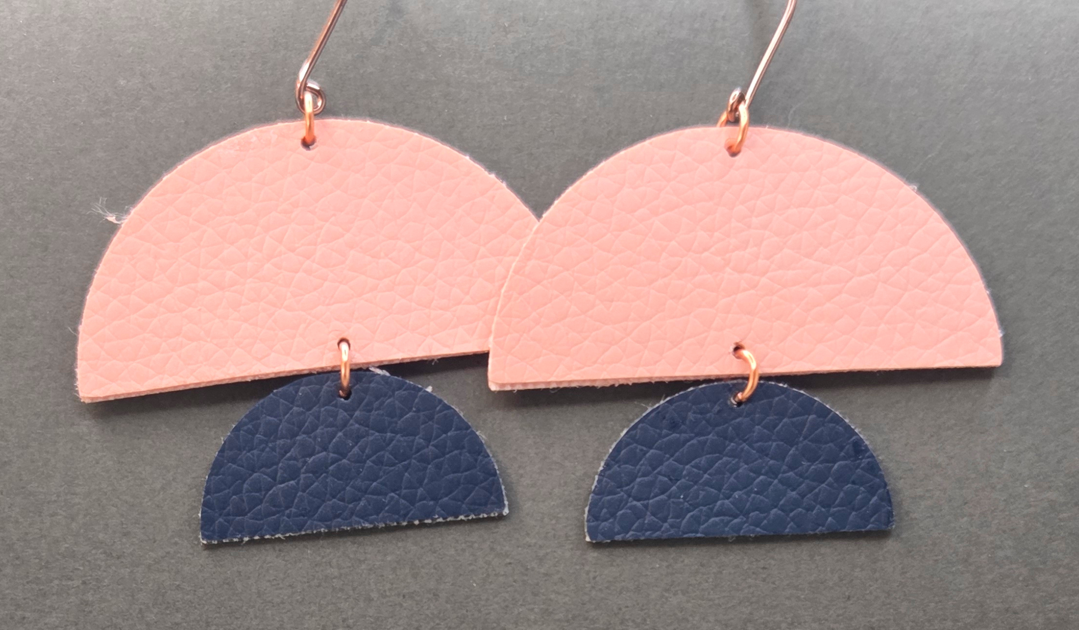 Faux leather earrings half circle drops
