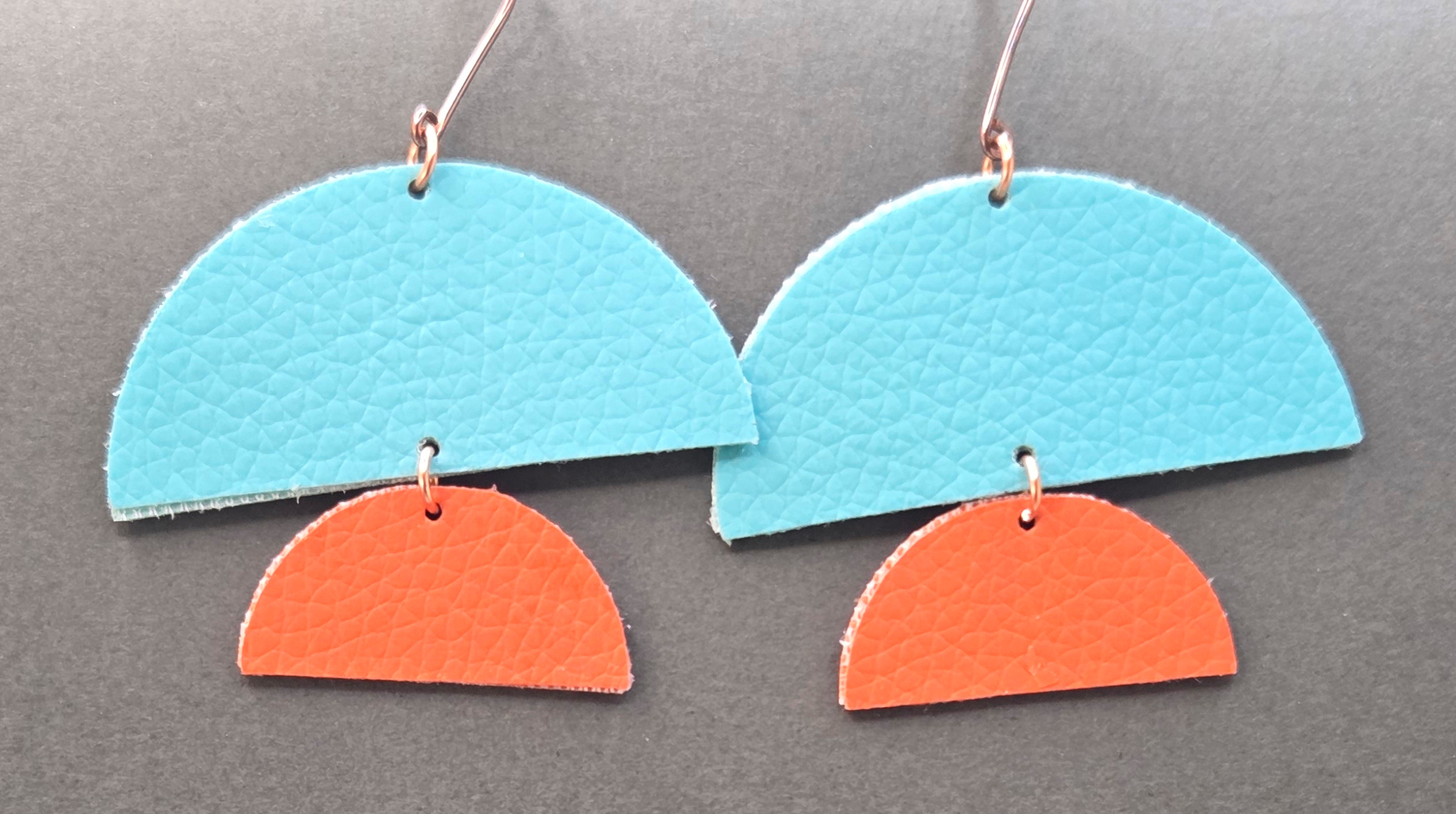 Faux leather earrings half circle drops