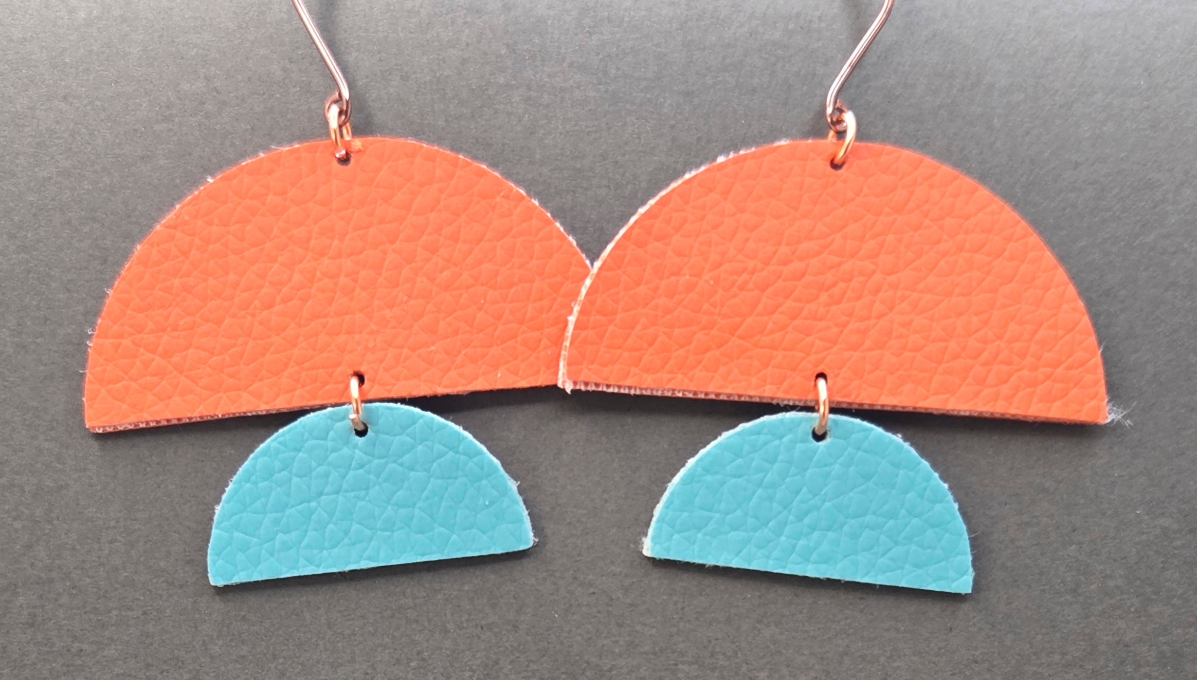 Faux leather earrings half circle drops