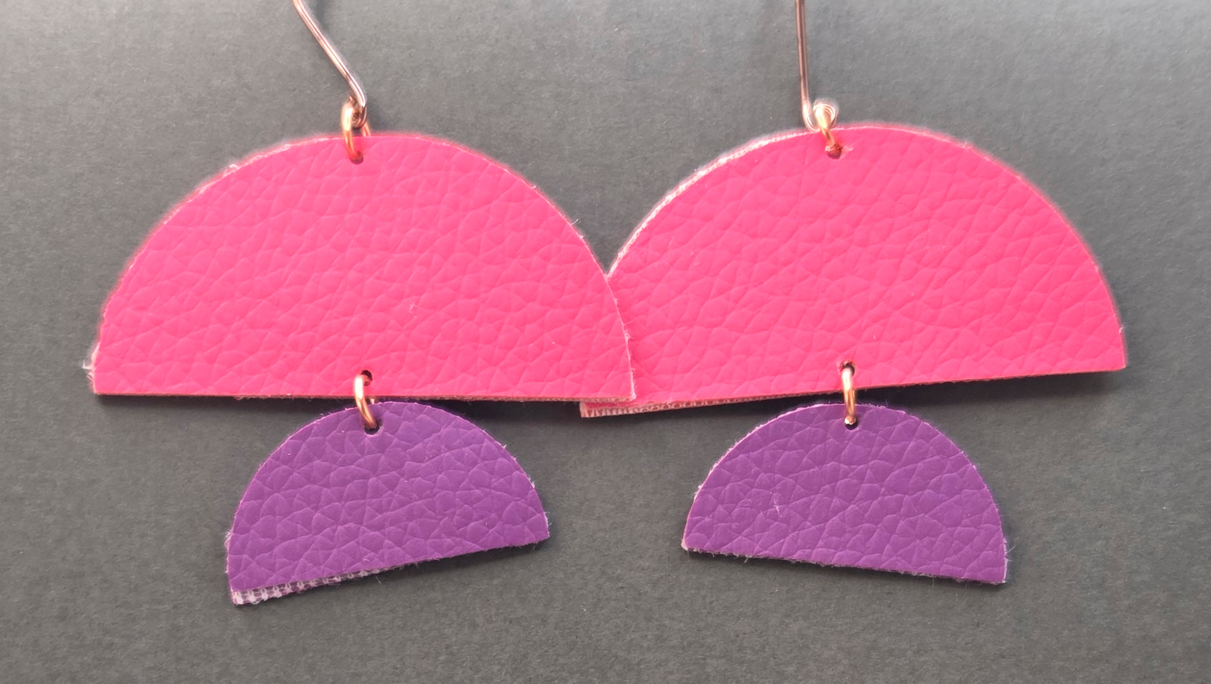 Faux leather earrings half circle drops
