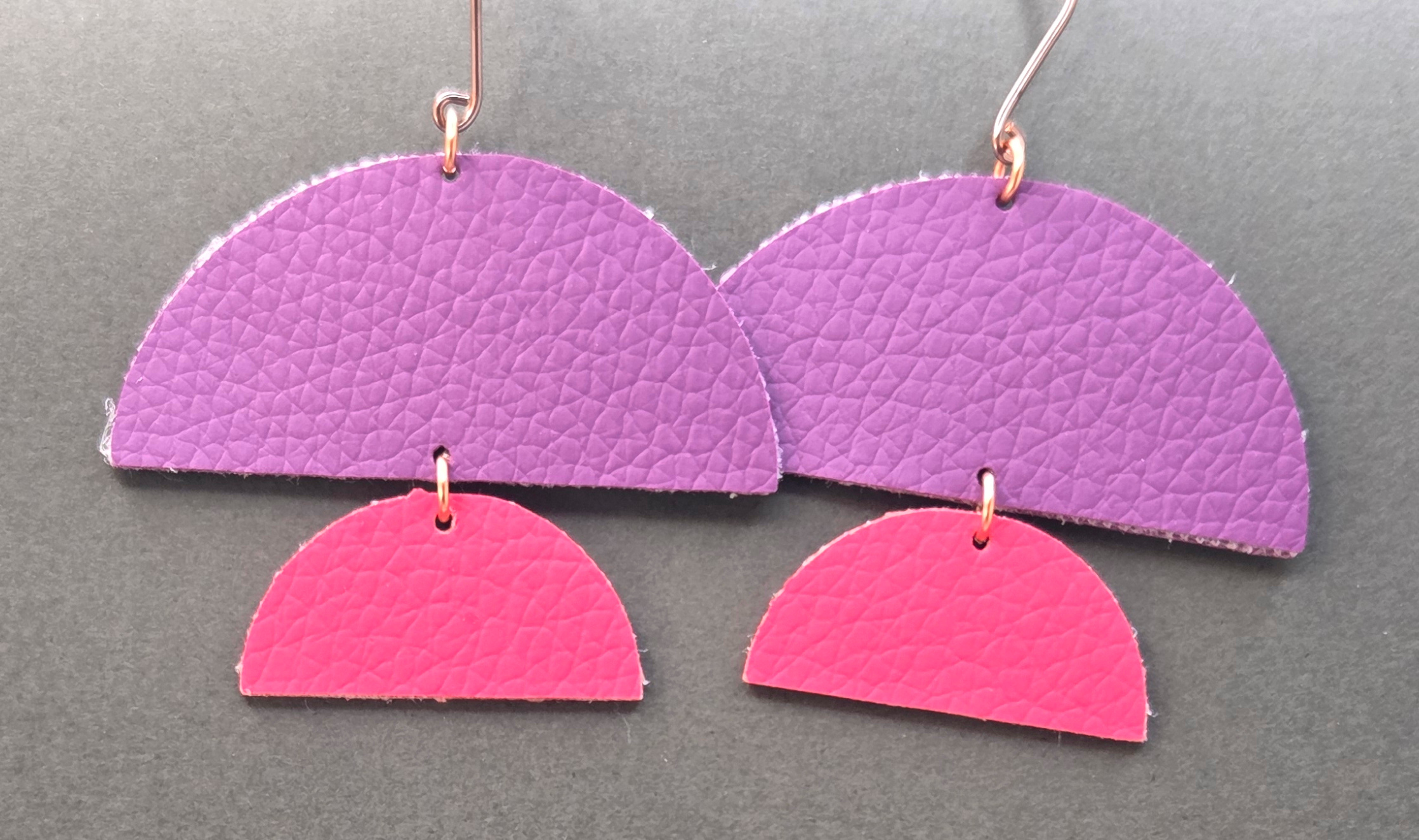 Faux leather earrings half circle drops