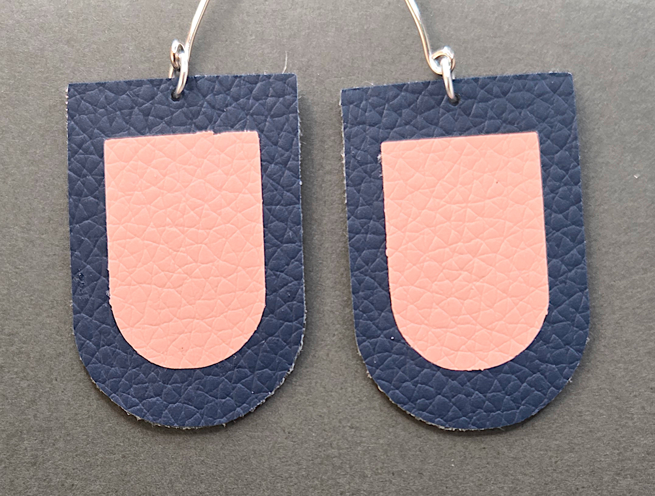 Faux leather earrings rounded rectangles