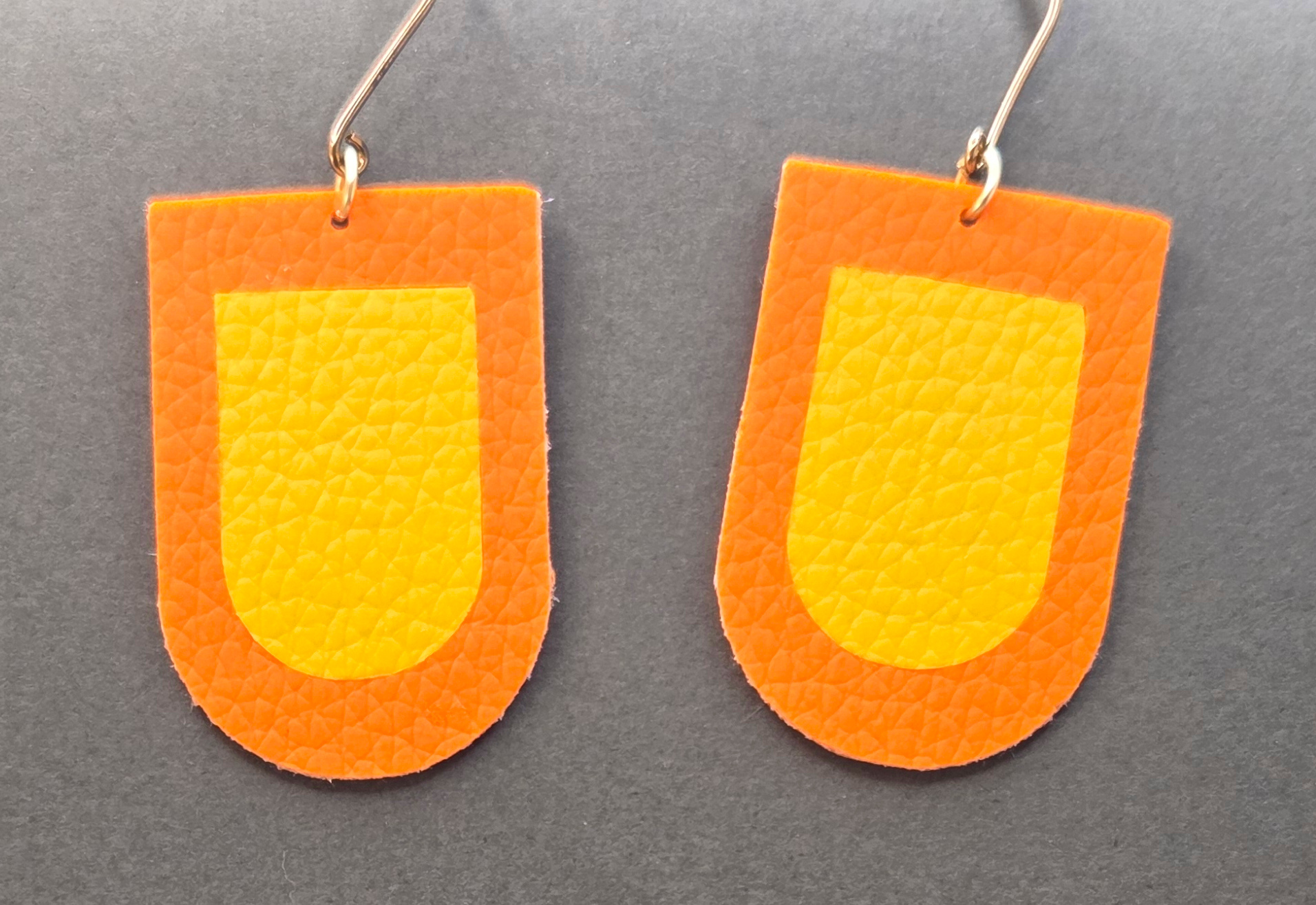 Faux leather earrings rounded rectangles