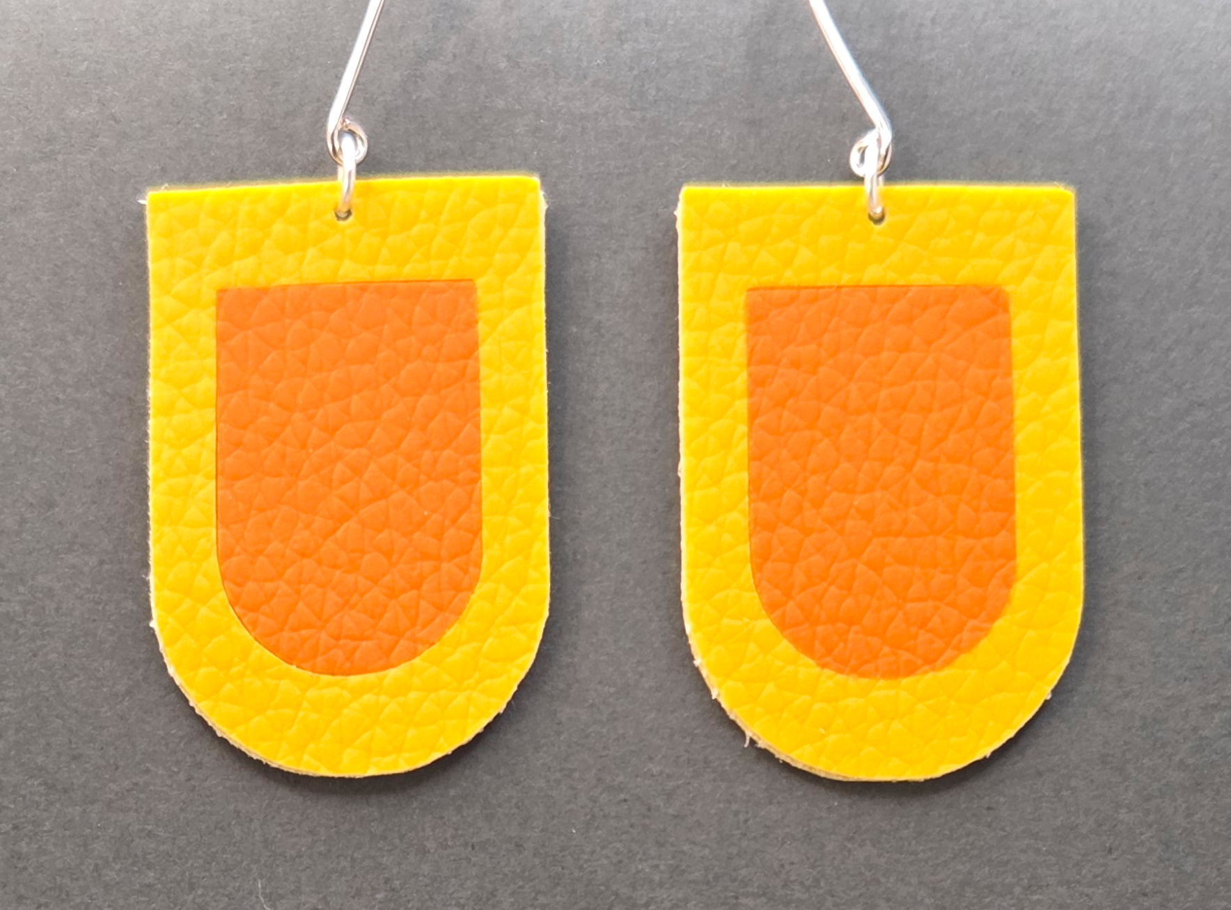 Faux leather earrings rounded rectangles