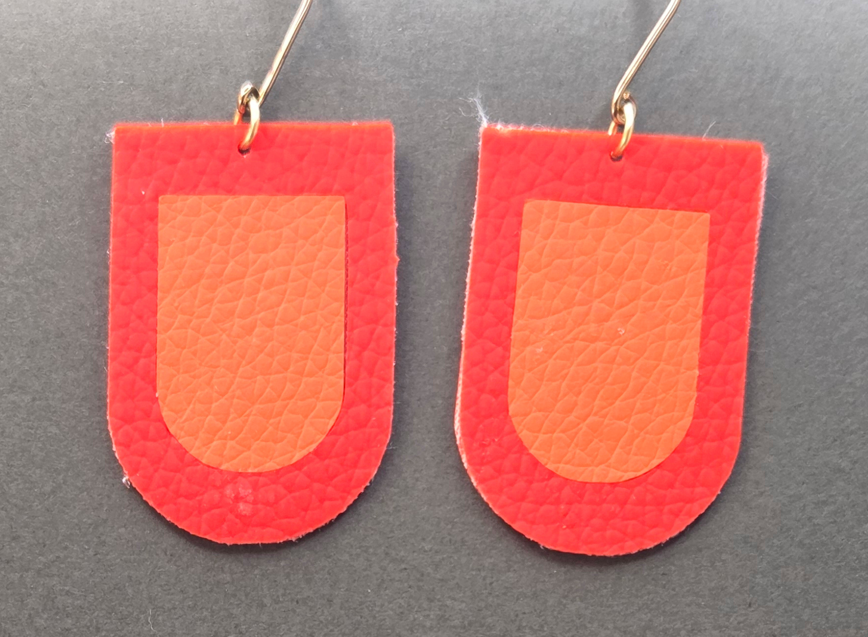Faux leather earrings rounded rectangles