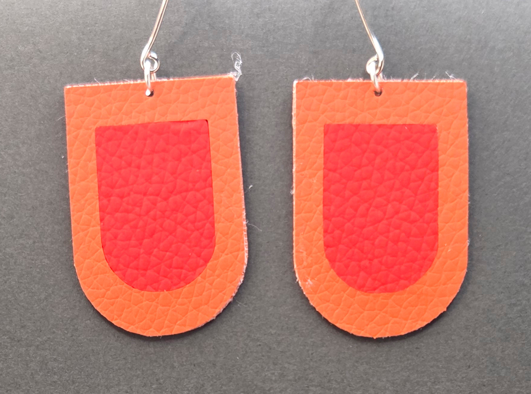 Faux leather earrings rounded rectangles