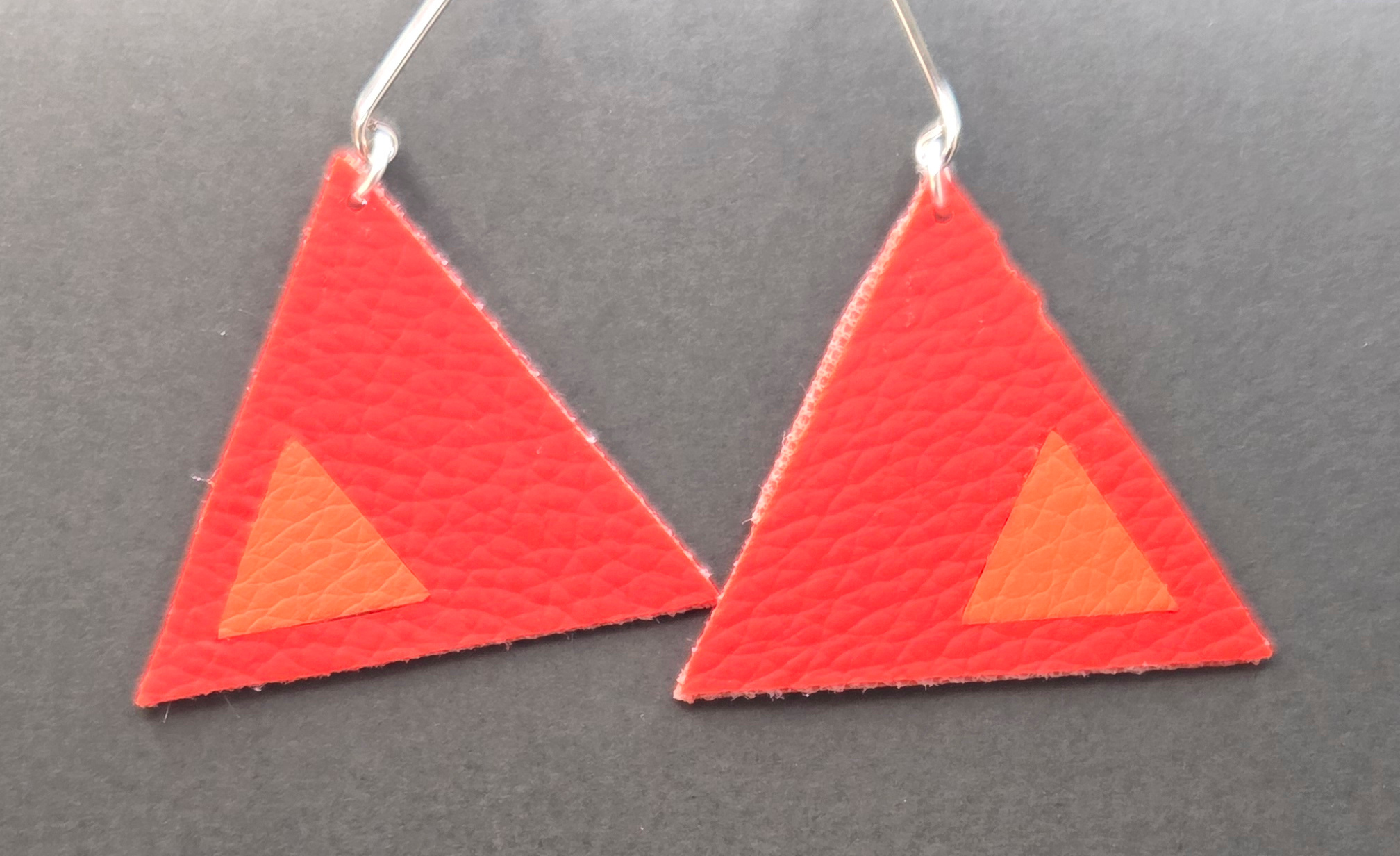 Faux leather earrings triangle