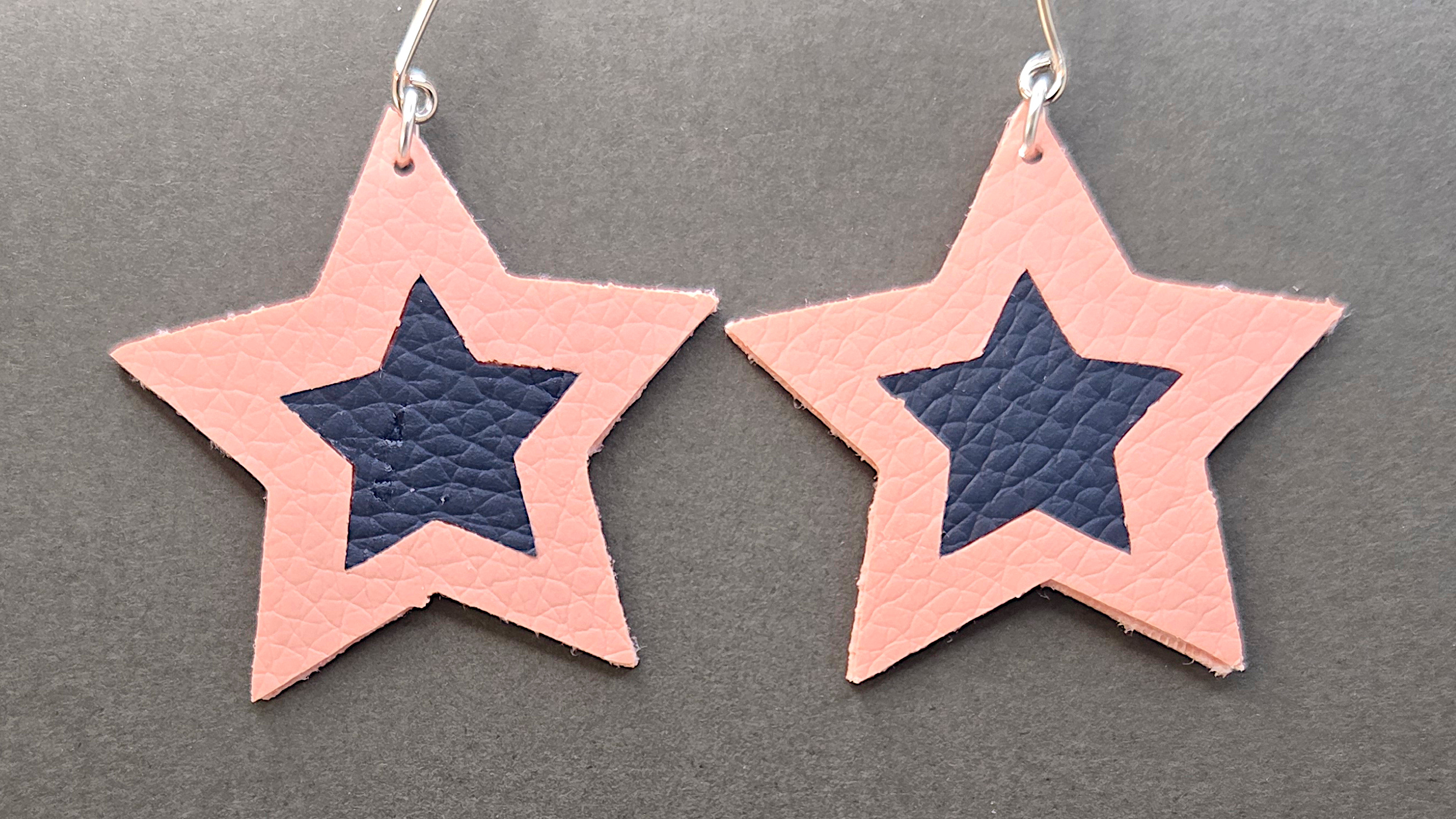 Faux leather earrings stars