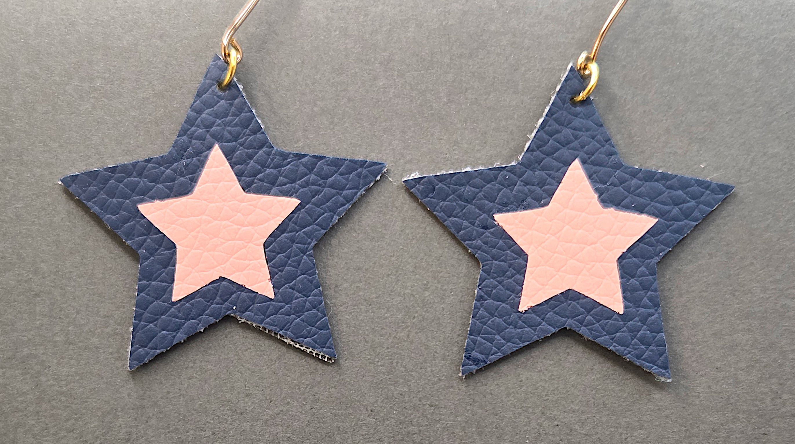 Faux leather earrings stars