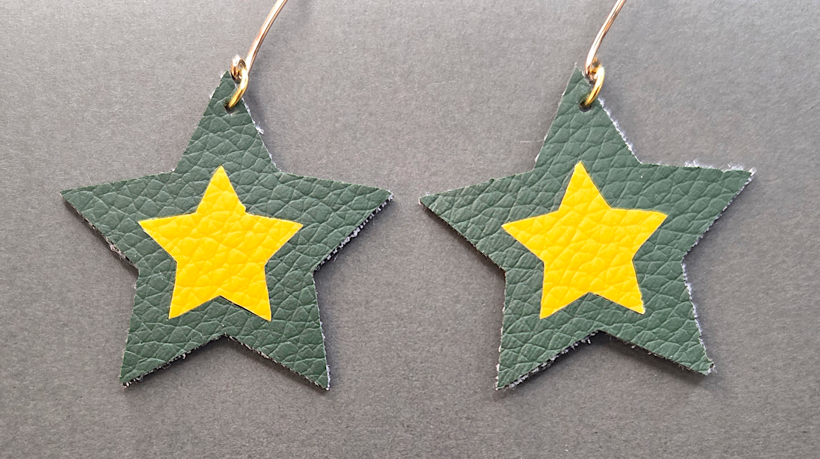 Faux leather earrings stars