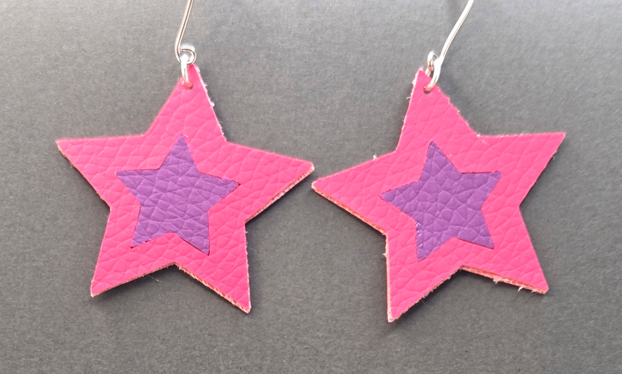 Faux leather earrings stars