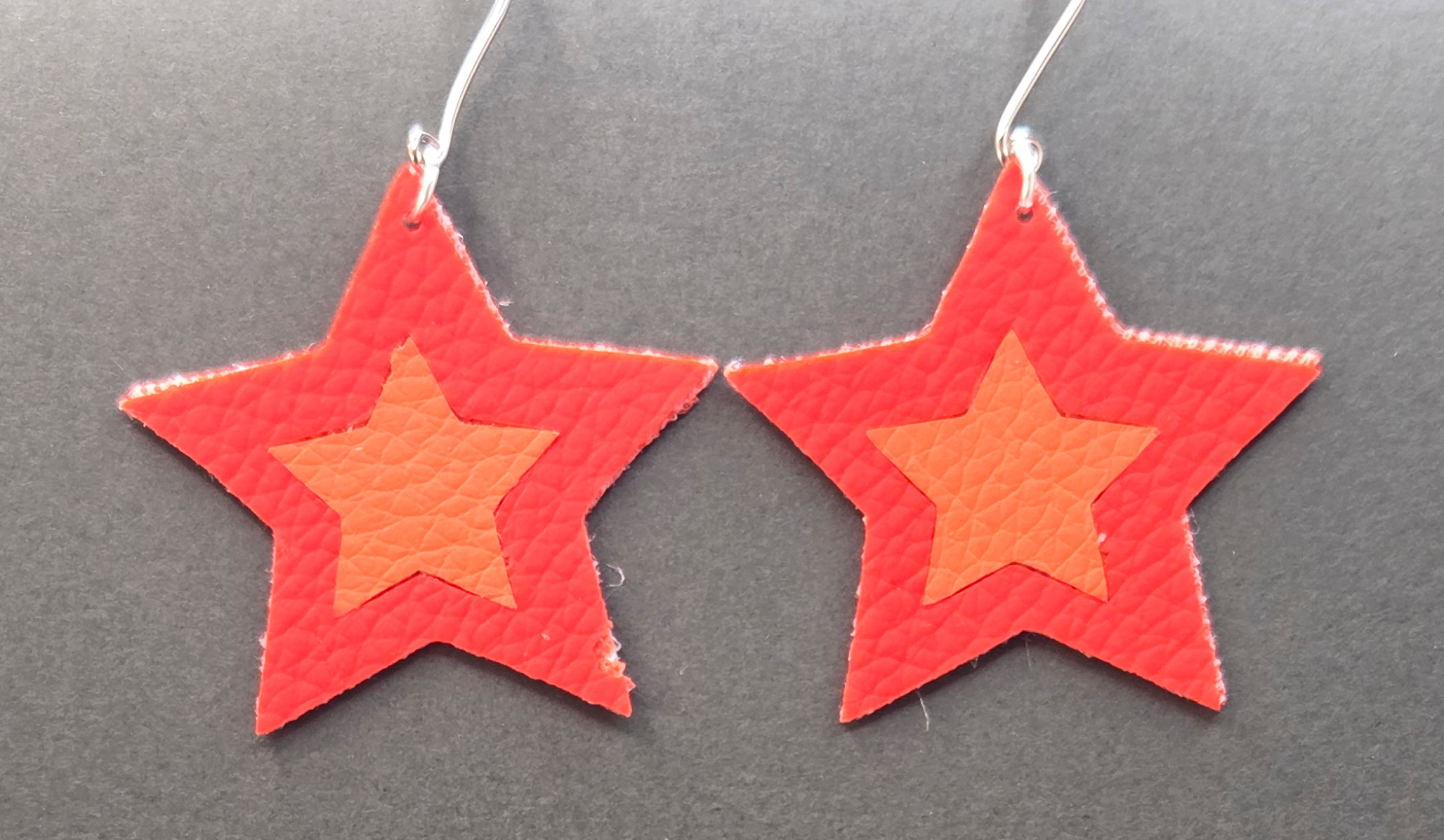 Faux leather earrings stars