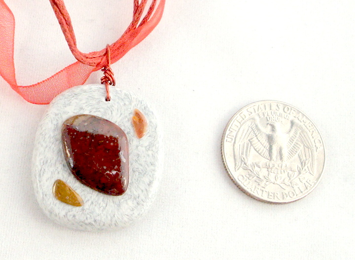 Grey clay pendant 1 1/4 long
