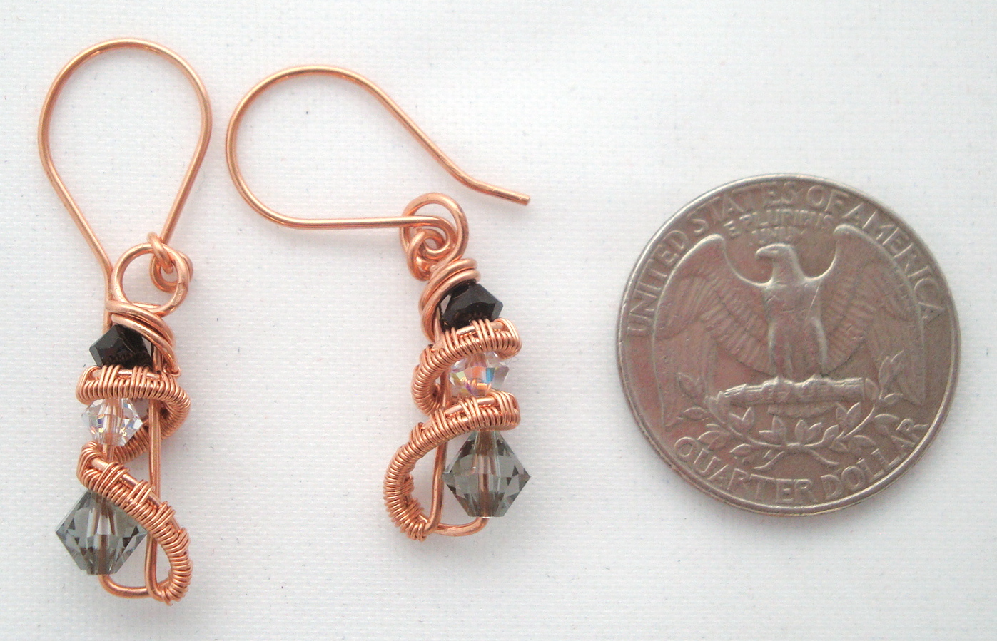 Copper Three crystal earrings