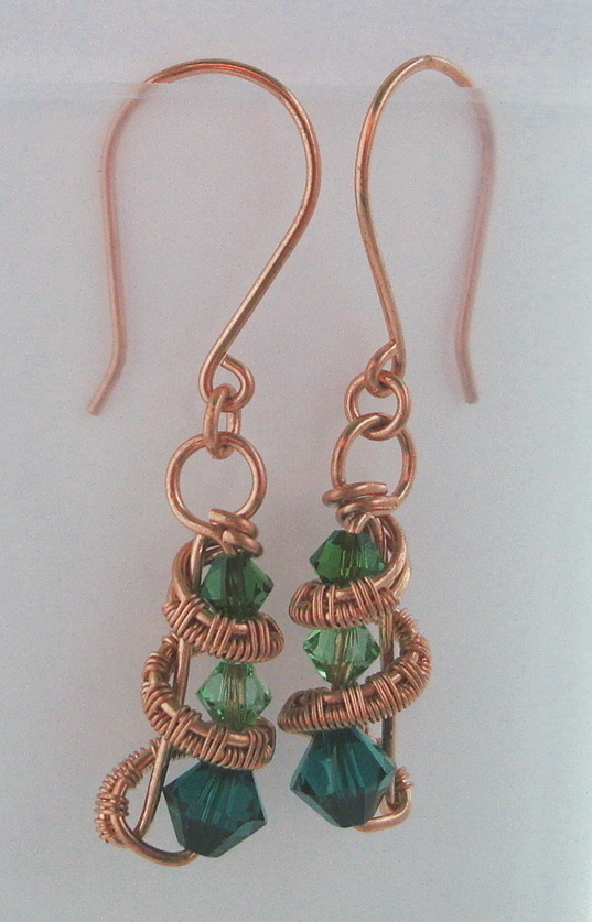 Copper Three crystal earrings
