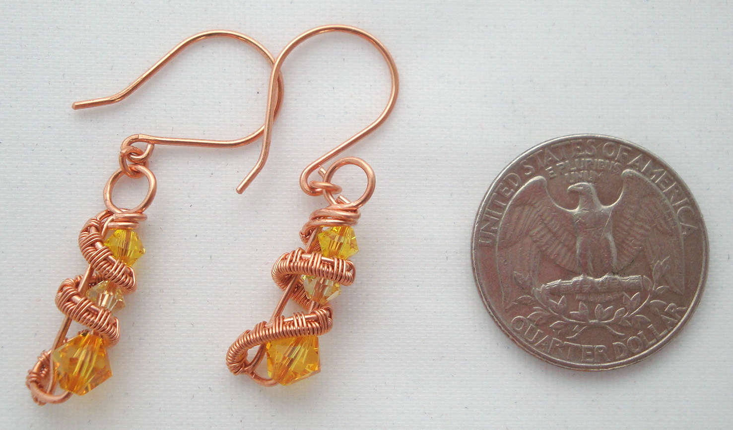 Copper Three crystal earrings