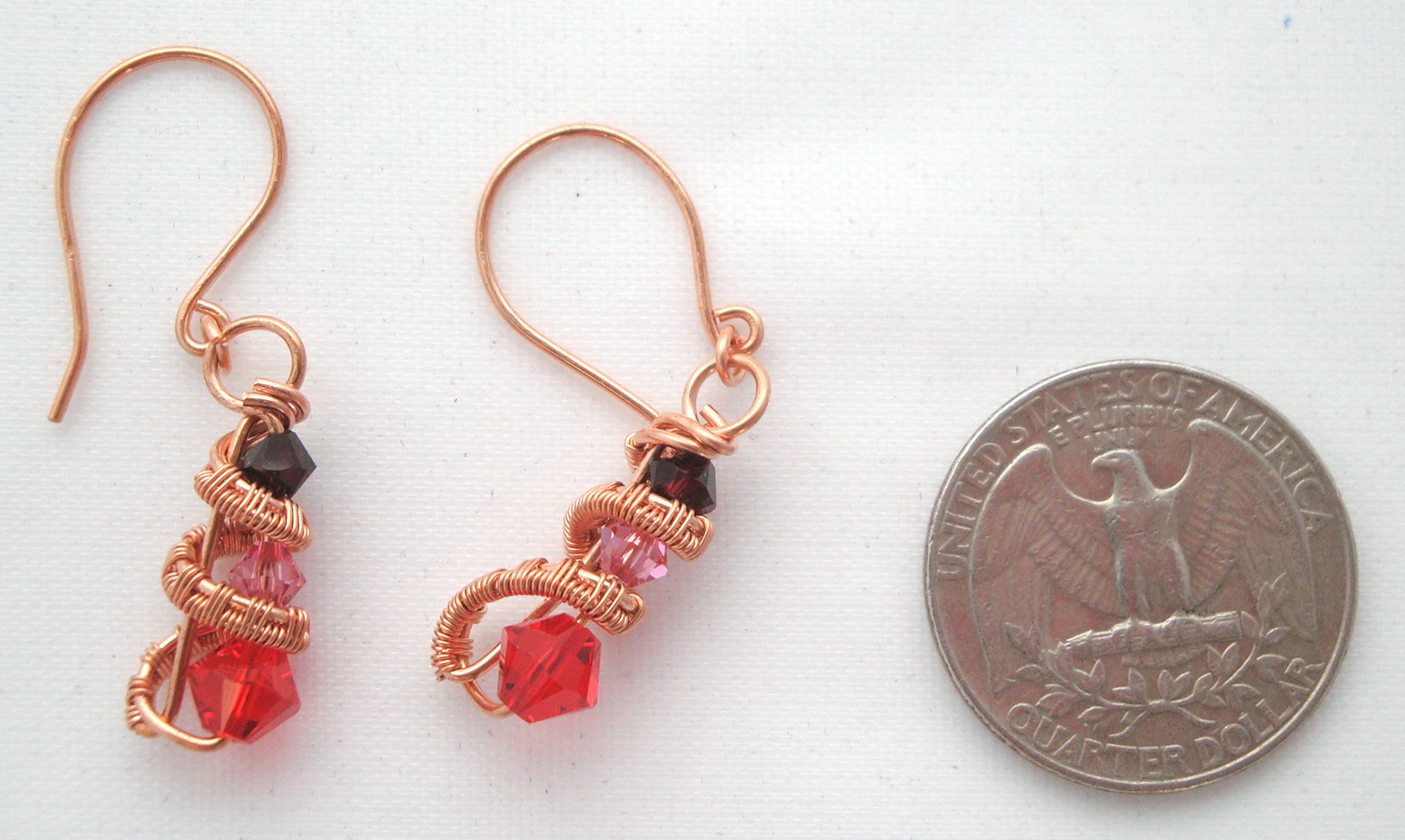 Copper Three crystal earrings