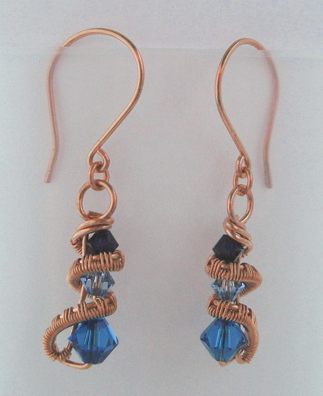 Copper Three crystal earrings