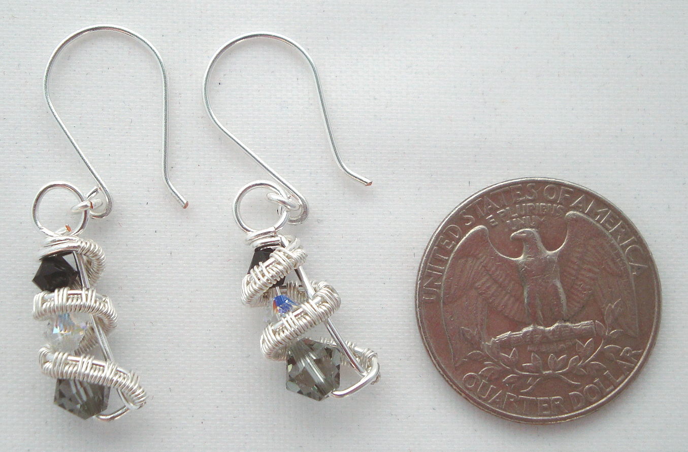 Silver Three crystal earrings