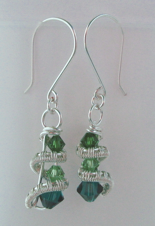 Silver Three crystal earrings