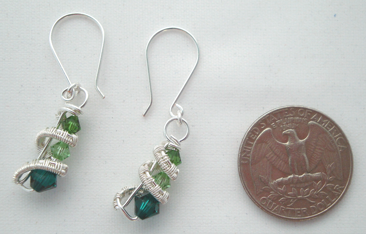 Silver Three crystal earrings