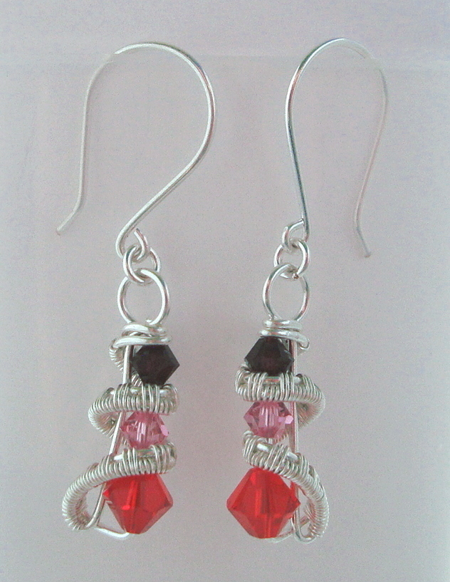 Silver Three crystal earrings