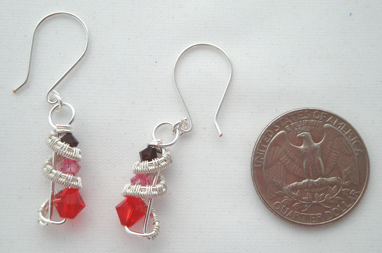 Silver Three crystal earrings