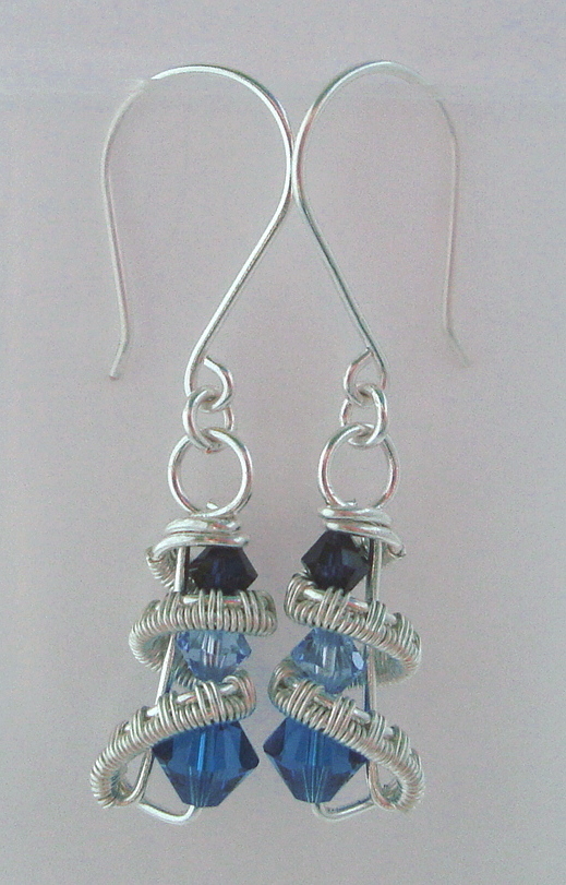 Silver Three crystal earrings