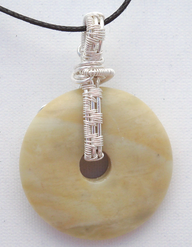 Stone donut pendent wrapped with silver 2