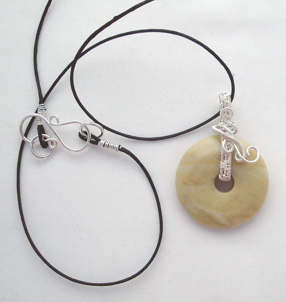 Stone donut pendent wrapped with silver 2