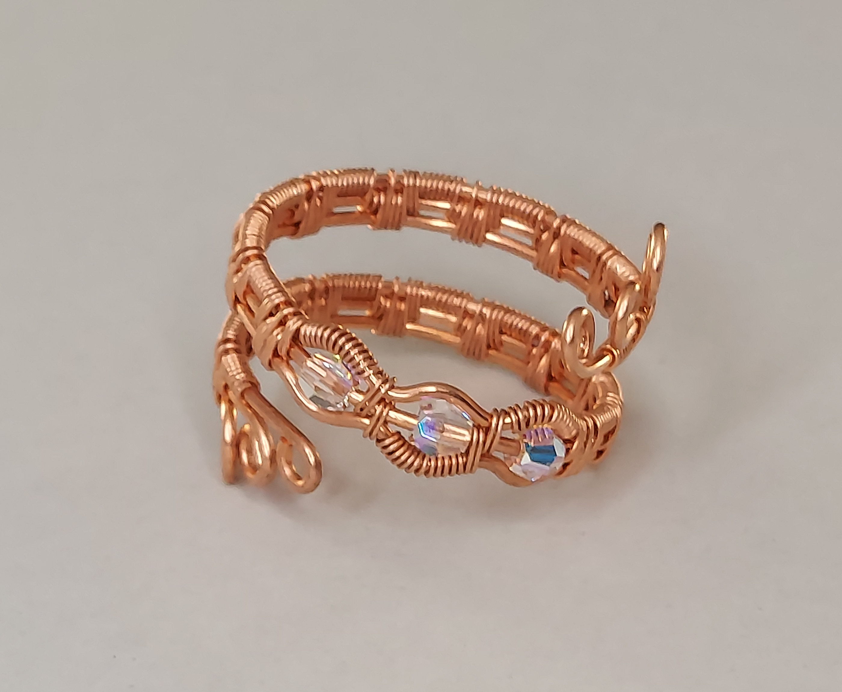 Copper Three Crystal Ring