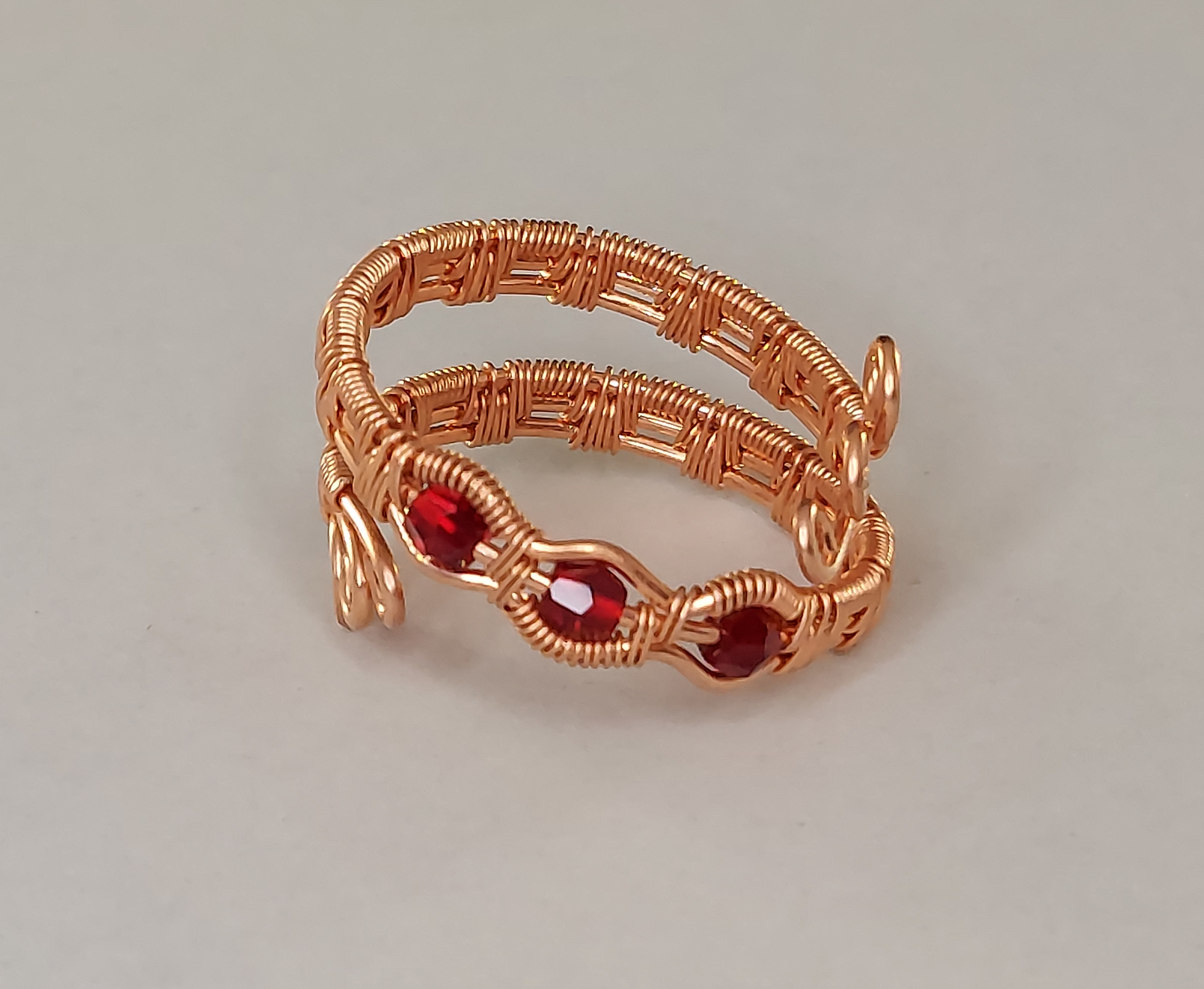 Copper Three Crystal Ring