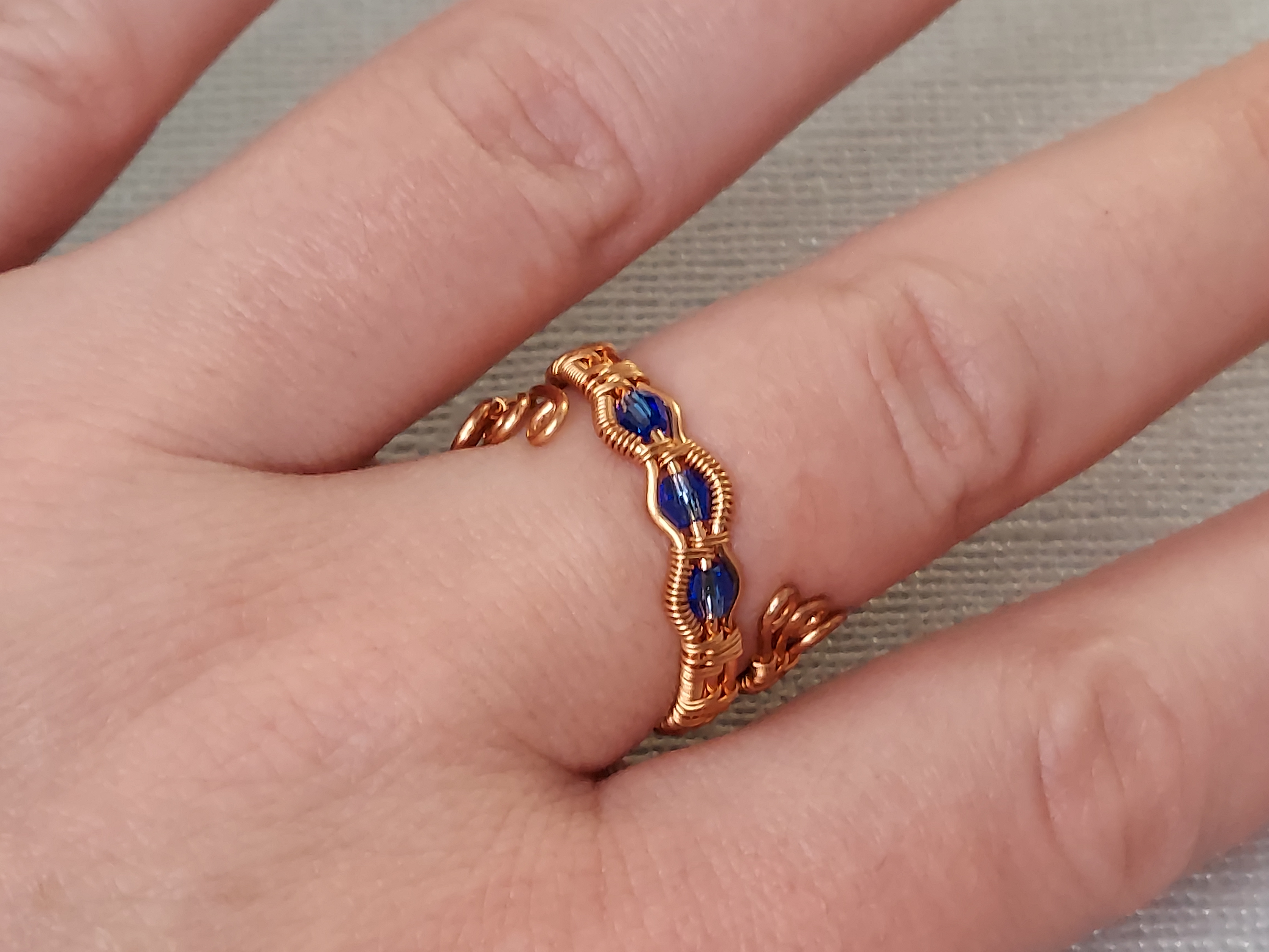 Copper Three Crystal Ring
