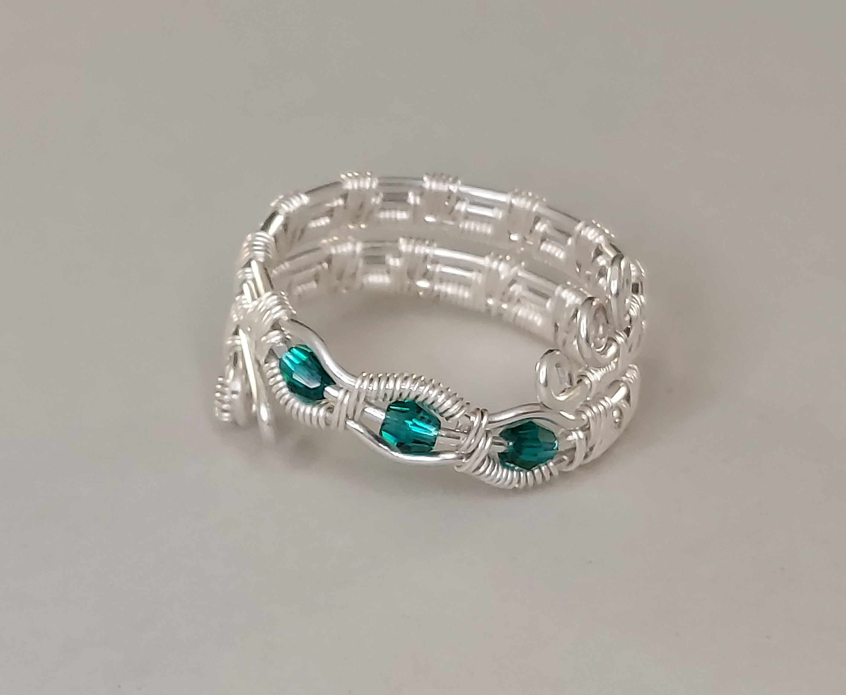 Silver Three Crystal Ring