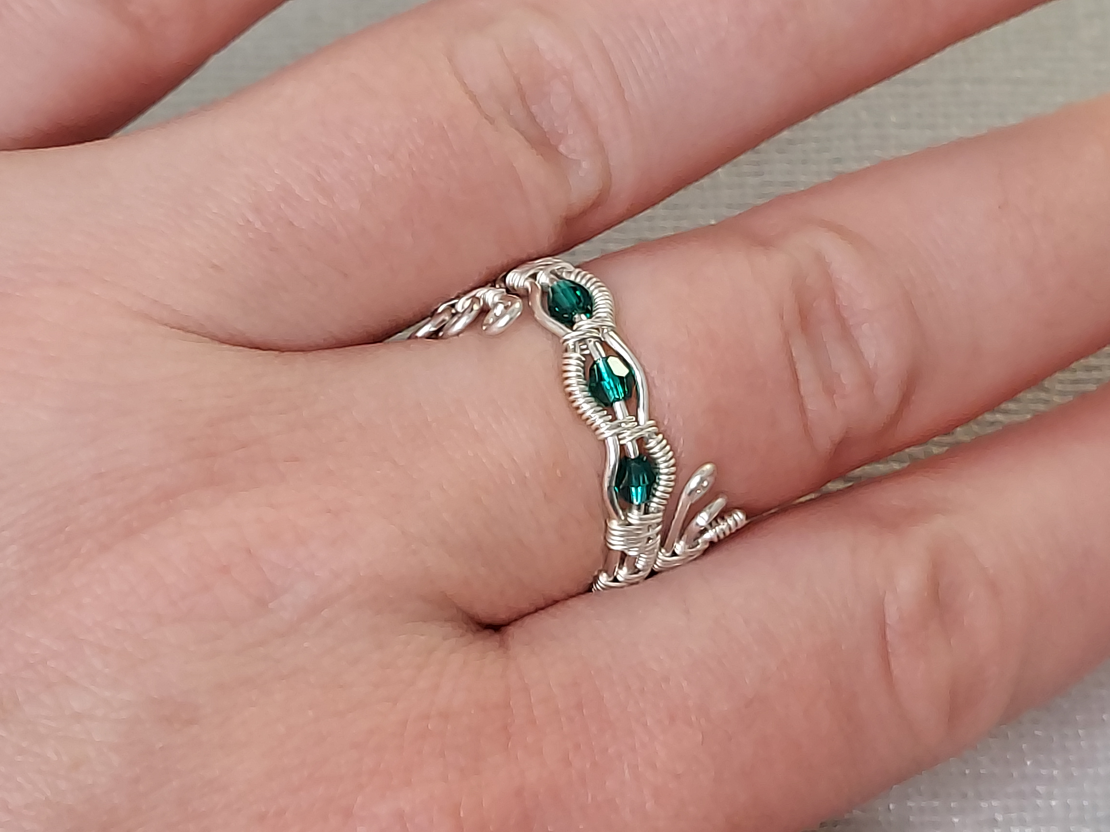 Silver Three Crystal Ring