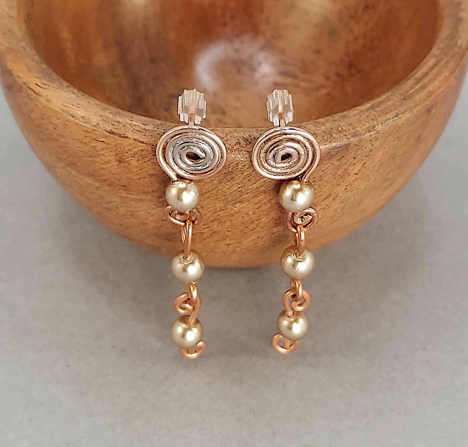 Pearl Earrings - Copper